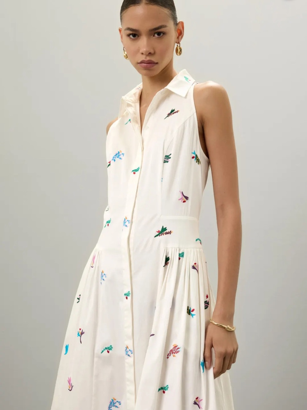 Prabal Gurung x RTR Sleeveless Embroidered Midi Shirt Dress Sz 8